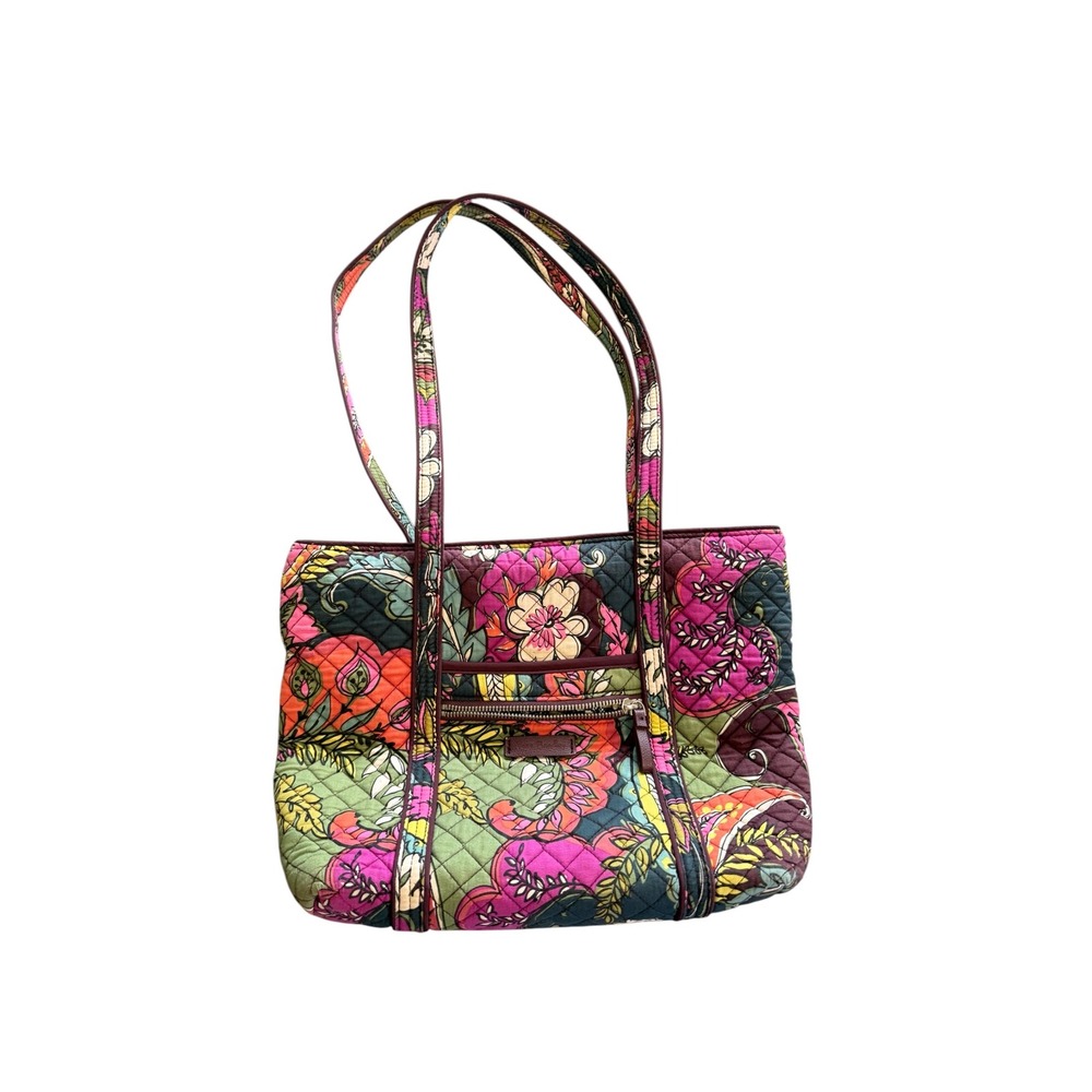Vera Bradley Quilted Cotton Floral Paisley Tote Bag in Autumn Leaves Zip Top